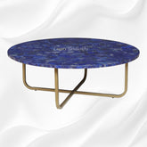 Table centrale ronde en lapis-lazuli